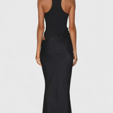 Vestido Maxi Leona con Estilo de Top de Tirantes y Silueta Alargada