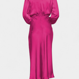 Vestido Maxi Marija con Cuello Alto y Detalles Florales