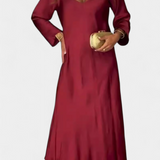 Vestido Martina Haljina Fluido con Escote en V y Mangas Largas