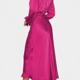 Vestido Maxi Marija con Cuello Alto y Detalles Florales
