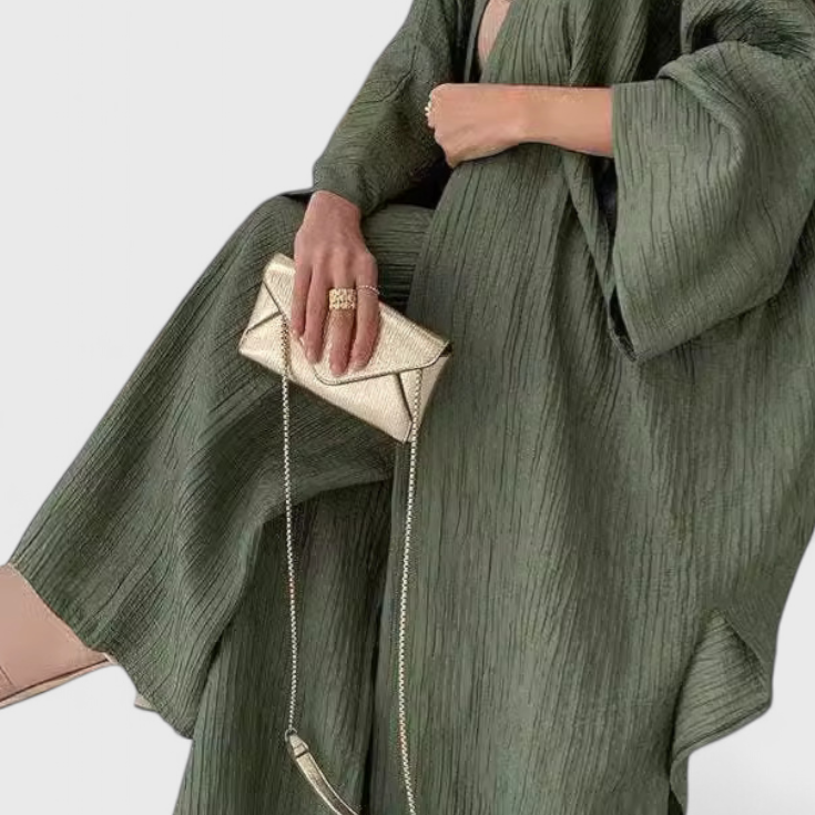 Caspian Conjunto Relajado de Dos Piezas con Kimono Largo