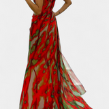 Vestido Blanka Maxi Asimétrico con Patrón Vibrante