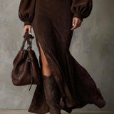 Aurelia™ | Vestido Maxi de Ante Lujo con Cuello Alto