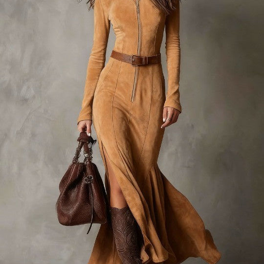 Vestido Maxi Vintage con Cinturón
