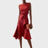 Katarina - Vestido midi asimétrico con pliegues