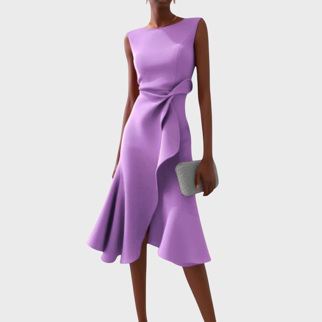Katarina - Vestido midi asimétrico con pliegues