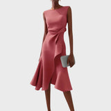 Katarina - Vestido midi asimétrico con pliegues