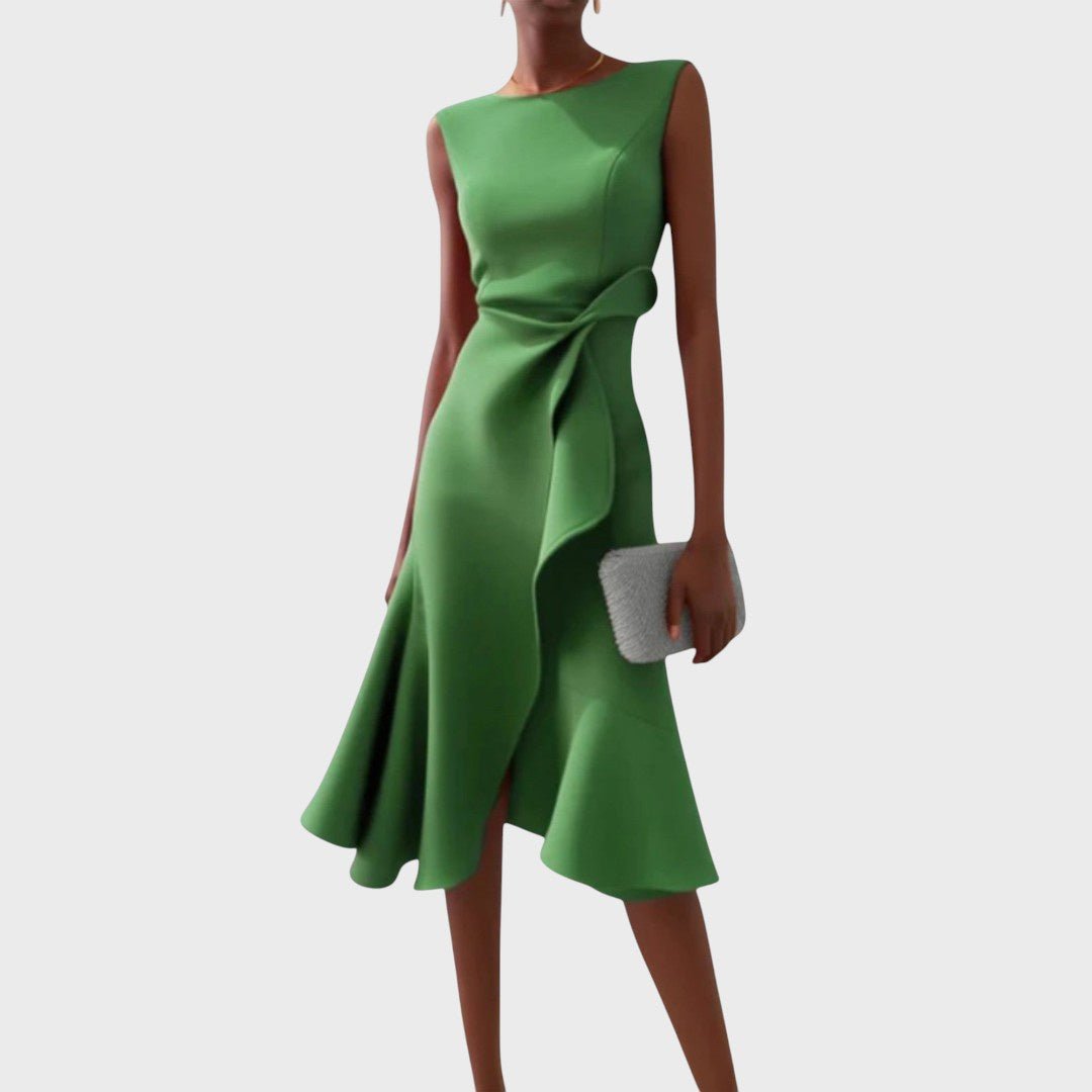 Katarina - Vestido midi asimétrico con pliegues