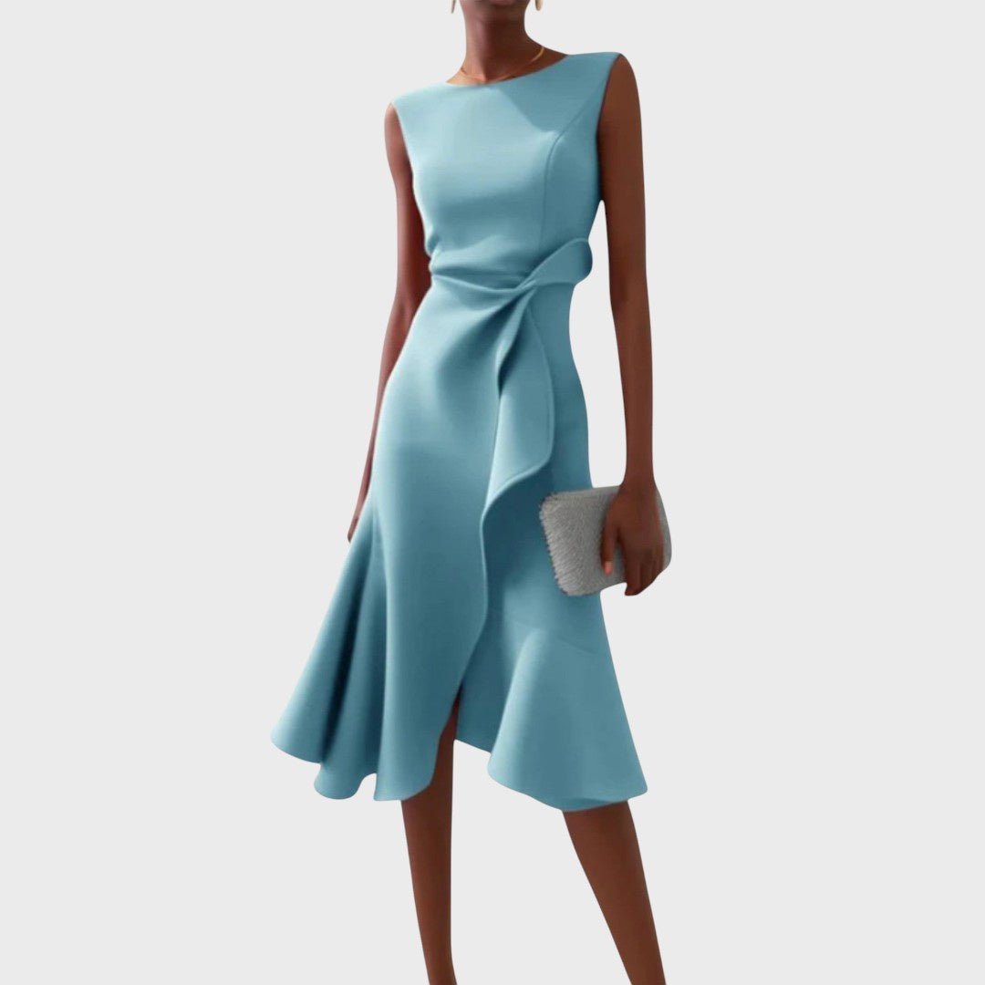 Katarina - Vestido midi asimétrico con pliegues