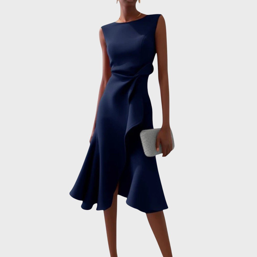 Katarina - Vestido midi asimétrico con pliegues