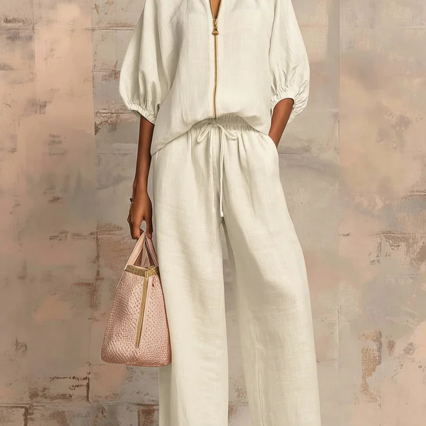 Alba | Conjunto de camisa de estilo relajado y pantalón de pernera ancha