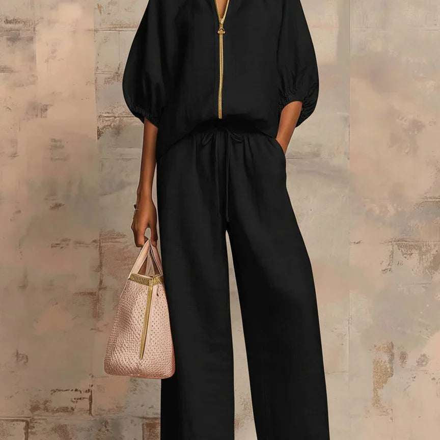 Alba | Conjunto de camisa de estilo relajado y pantalón de pernera ancha