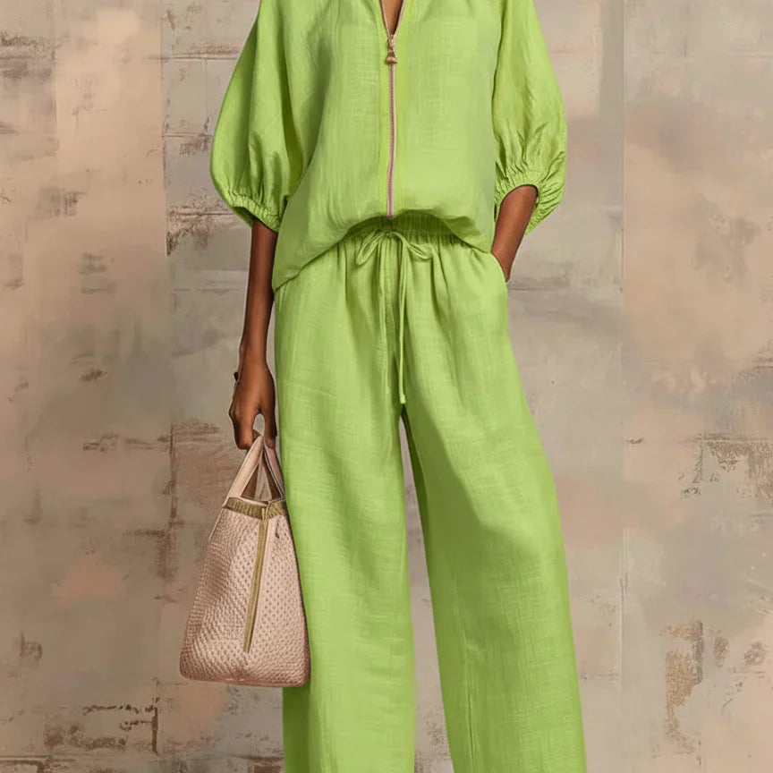 Alba | Conjunto de camisa de estilo relajado y pantalón de pernera ancha