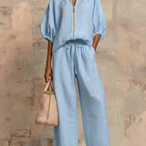 Alba | Conjunto de camisa de estilo relajado y pantalón de pernera ancha
