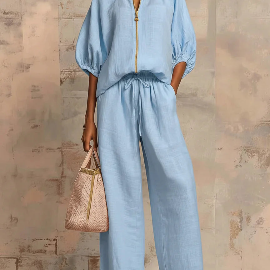 Alba | Conjunto de camisa de estilo relajado y pantalón de pernera ancha