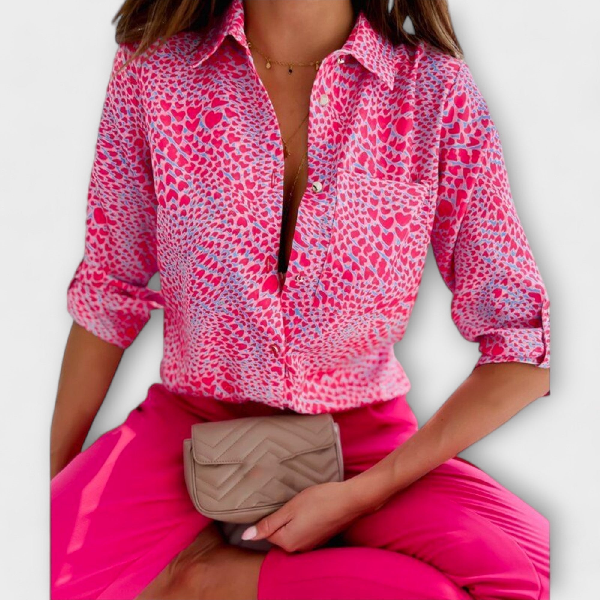 Camila – Blusa Geométrica Sofisticada