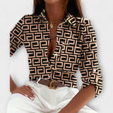 Camila – Blusa Geométrica Sofisticada