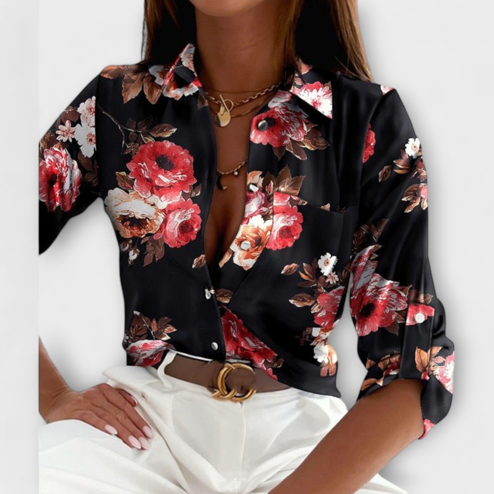 Camila – Blusa Geométrica Sofisticada