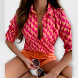Camila – Blusa Geométrica Sofisticada