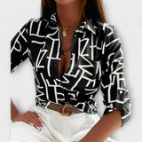 Camila – Blusa Geométrica Sofisticada