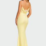 Vestido de Satén con Espalda Descubierta